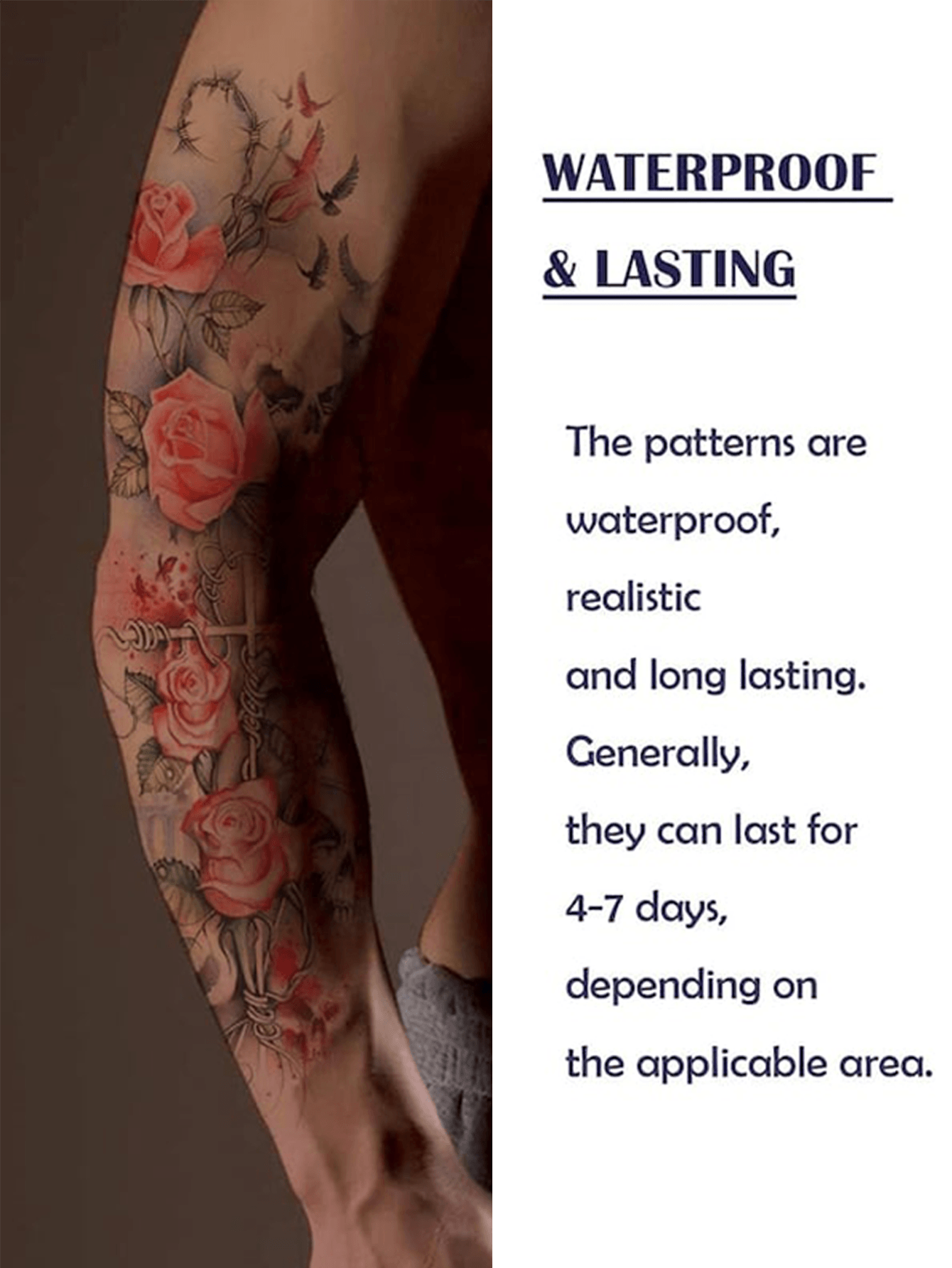 Temporary tattoo waterproof body art combination